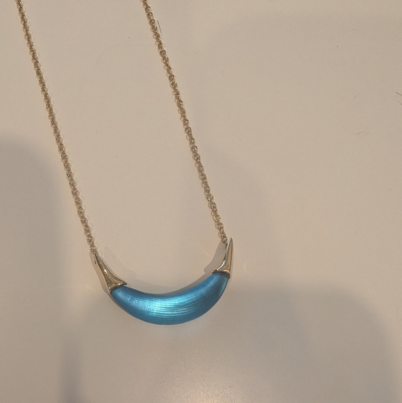 Alexis Bittar Blue and Gold Crescent Necklace - Picture 3 of 4